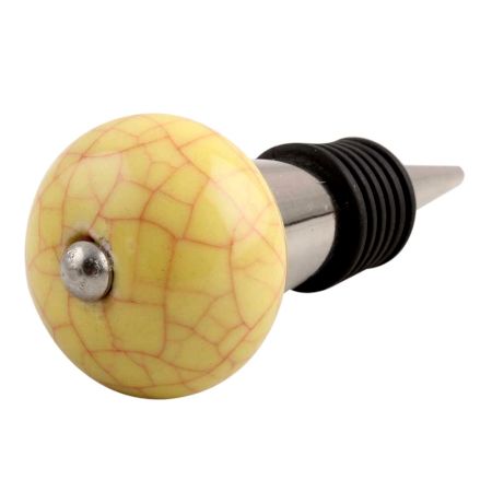 Yellow Pink Crackle Ceramic Wine Stopper
